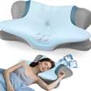 Cervical Neck Pillow for Pain Relief - Ergonomic Side Sleeper Pillow for Neck Support, Orthopedic Memory Foam Pillows for Sleeping, Contour Cervical Pillow Bed Pillow for Back Stomach Sleepers (Blue)