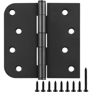 3 Pack Black Door Hinges 4 Inch x 4 Inch Square Rounded and 5/8" Radius Corners No-Squeak Heavy Duty Interior and Exterior Matte Black Door Hinges