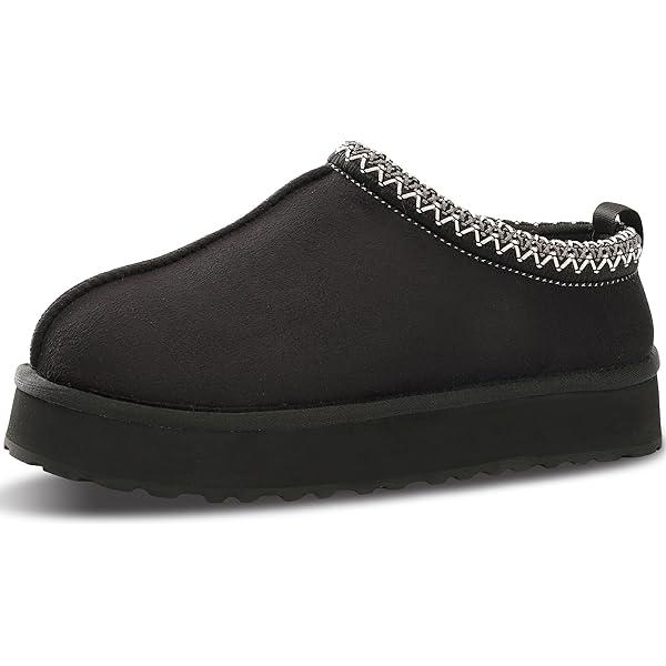 Platform Slippers, Mini Boots for Women Indoor Outdoor Anti-slip Slippers Womens Warm Fleece Lining Suede Leather Ankle Boots Slip On Hoese Shoes, 6