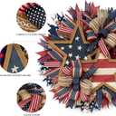 4th of July Patriotic Wreath 15.7 Inch, American Flag Wreaths for Front Door, Red White and Blue Weather Farmhouse Outdoor Holiday Decoration, Memorial Day Independence Day Spring Decor