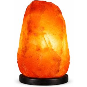 Himalayan Salt Lamp with Dimmer Switch - Natural Crystal Rock Night Light for Home Decor - Hand Carved Salt Lamp with Wooden Base - Soothing Amber Glow Night Light & Gifts (4-6LB)