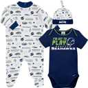 Gerber NFL Baby Boys' 3-Piece Bodysuit, Sleep 'n Play, & Cap Set (Blue)