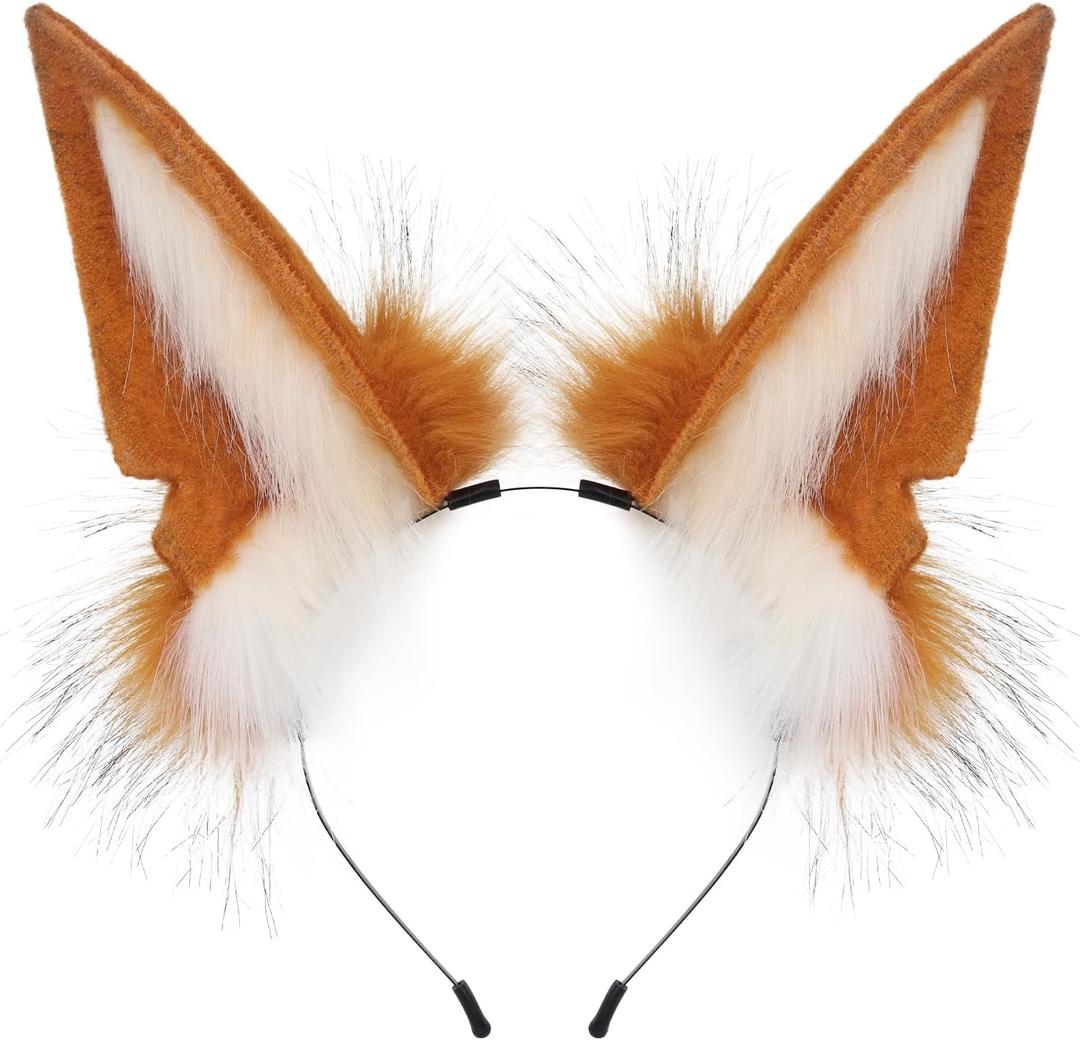 hbbhml Handmade Animal Fur Wolf Fox Ears Headband Cosplay Headwear Hair Hoop Head Accessories for Halloween Party