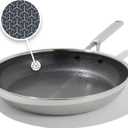 OXO Hybrid 12” Nonstick Stainless Steel Frying Pan, PFAS-Free Ceramic Skillet, Fusion Boost Tech for Powerful Searing, Induction & All Cooktop Compatible, Dishwasher Safe, Mirror Polished Tri-Ply