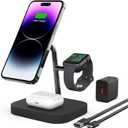 Wireless Charger, Boaraino Magnetic 3 in 1 Wireless Charging Station Compatible with iPhone16/15/14/13/12 Serie, Apple Watch10/ 9/8/7/6/SE/5/4/3, AirPods 2/3/4/Pro (Metallic)