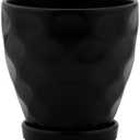 Napco Imports Matte Black Dimpled Ceramic Pot for Indoor Plants Planter with Saucer, 5.25-Inch, Small