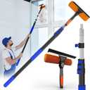 26FT Reach Window Squeegee for Window Cleaning Kit with 5-20 Foot Telescoping Extension Pole, 2 in 1 Window Squeegee, Cobweb Duster, Dust Kit Window Washing Kit for Car, Shower Glass Door