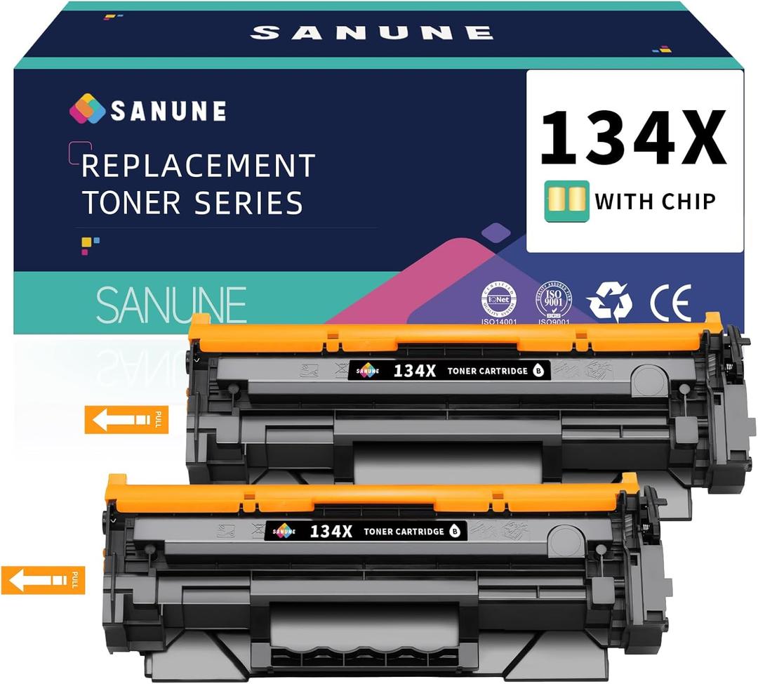 134X (with Chip) Toner Cartridge Replacement for HP 134A 134X W1340A W1340X Black Toner Cartridges for HP M209dw M234dw M234sdw M234sdn Printer Ink (2-Pack)