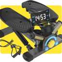 Stepper Machine with Resistance Bands, Mini Stepper with 300LBS Weight Capacity, Twist Stepper for Full Body Workout, Adjustable Step Height, Smooth and Quiet, Step Machine for Men Women