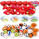 JOYIN 28 PCS Valentine Day Cards for Kids, Sports Balls Erasers Filled Hearts and Valentines Cards Gifts for Kids Classroom Exchange Prizes