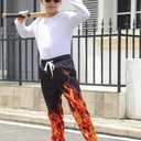 UNICOMIDEA 6-16T Boys Pants Girls Funny Joggers Sports Sweatpants with Drawstring (10-12 Years, 01 Black-red-01)