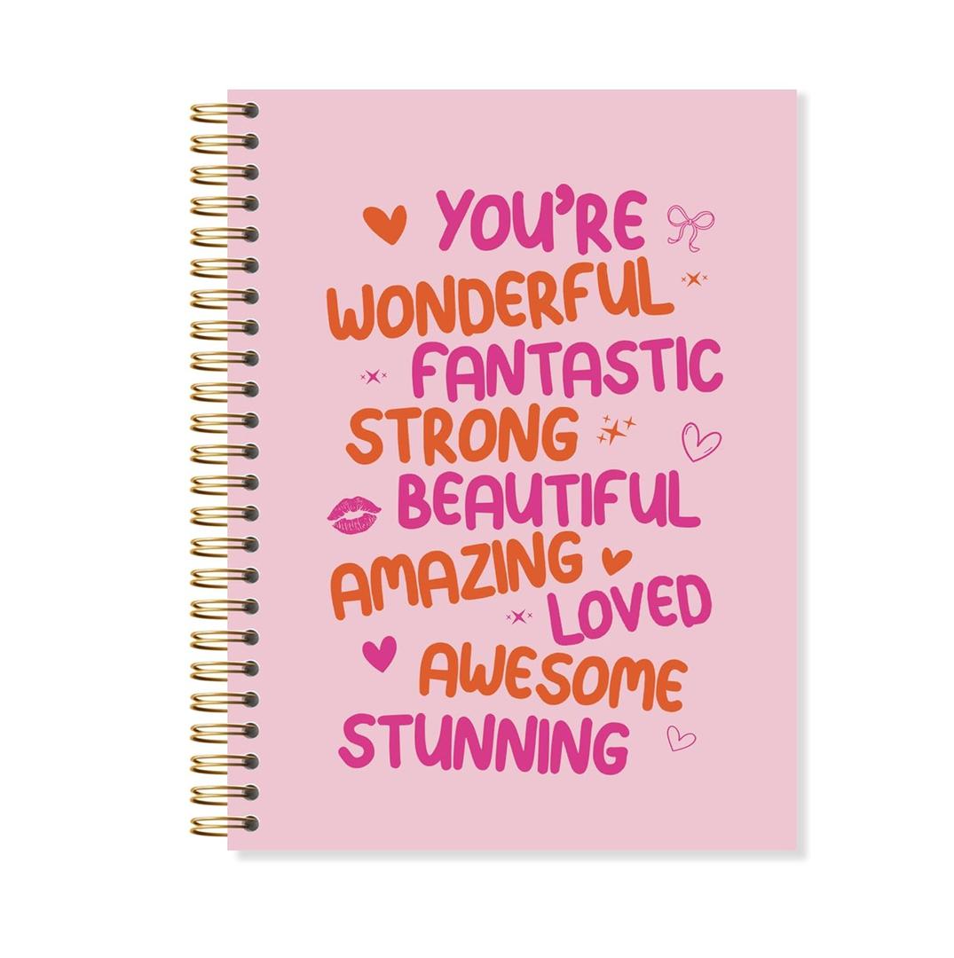 Pink Orange Inspirational Spiral Notebook, Trendy Pink Notebooks for Note Taking, Positive Affirmations Journal, Preppy Motivational Quote Journal 5.5x8.3 Inch with 164 Pages