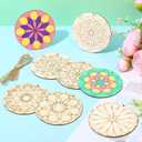 Blosssound 40 Pcs Unfinished Wood Mandala to Paint Wooden Mandala Painting Crafts Diwali Art Slices for Adult to Relax Painting DIY Crafts Ornament Wedding Home Decorations, 4 Inch(Stylish)