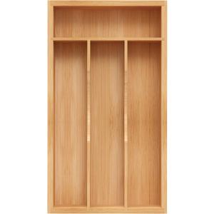 Small Silverware Organizer, Bamboo Kitchen Drawer Organizer, Utensil Holder, Cutlery Tray & Spoon Flatware Storage with Grooved Drawer Dividers (Small 6.7x12 Inch, Natural)