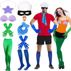 Halloween Merman Sailor Costume Accessories for Adult Women Men Halloween Couple Costume Dress Up Role Playing