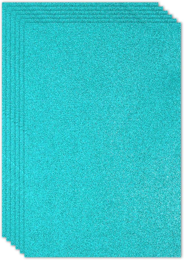 PATIKIL 2mm(1/10") Thick Adhesive Glitter Foam Sheet 16x24inch(40x60cm) Blue Green, EVA Shiny Foam Board for Craft, 6 Pcs