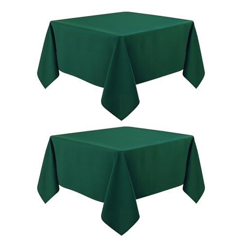 Mylacerhome 2 Pack Square Table Cloth 52X52 Inch Green Tablecloth Washable Polyester Solid Dining Table Cover for Birthday Party Dinner Holiday Outdoor Indoor
