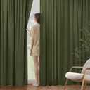 MIULEE Olive Green Privacy Sheer Curtains That Let Light in 84 Inches Long Non-See-Through Semi Sheer Curtain Light Filtering Window Curtains Drapes for Living Room Bedroom 2 Panels Set
