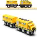 Battery Train Set for Wooden Tracks, Motorized Locomotive Train Toy for Kids, Electric Trains Accessories with Magnetic Trains Compatible with Thomas, Brio, Chuggington, Melissa & Doug (Yellow)