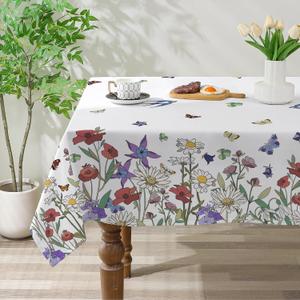 Spring Tablecloth 60x84 Inch Rectangle - Spring Decorations for Home - Farmhouse Floral Table Cloth Rectangle for Party, Home