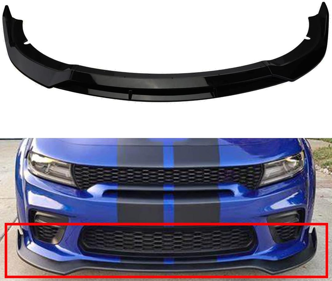 4 Pcs Matte Black Front Bumper Lip Compatible with 2015-2022 Dodge Charger SRT Front Bumper Lip