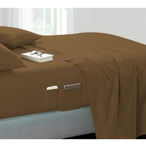 Sheet Set 100% Egyptian Cotton 4-Piece Solid Sheet Set, Soft Cotton Bedsheet Cal King, Taupe