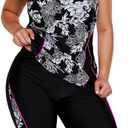 Women's Plus Size Two Piece Swimsuits 2025 Modest Capri-Style Rash Guard Tankini Two-Piece Bathing Suits, M