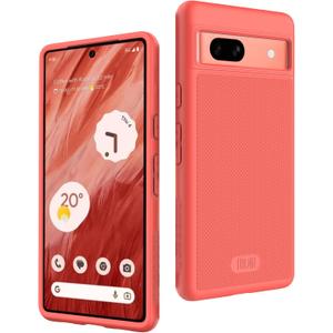 TUDIA MergeGrip [Dual Layer] Google Pixel 7a Case (2023), [Military Grade Drop Tested] Raised Edge for Screen&Camera Protection Slim Tough Heavy Duty 7A Phone Cases Cover - Coral