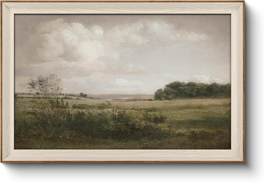 VIYYIEA Framed Canvas Wall Art, Landscape Wall Art for Living Room, Vintage Natural Oil Painting Picture, Beautiful Scenery Home Decor, Bathroom Wall Decor -Sunlit Clouds-(24"x36")