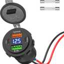 Qidoe 66W 12V USB Outlet, 4 Port Dual PD & Dual Quick Charge 3.0 Car Charger with Voltmeter for Car Boat Marine RV