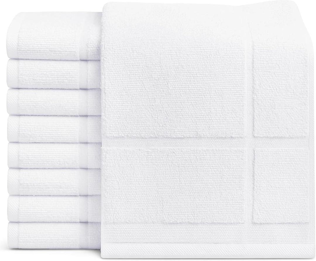 GOLD TEXTILES 12 Pack White Bath Mat Towels 20x30 Inches (Not a Bathroom Rug)- Cotton Blend Washable Economy Hotel Bath Mats