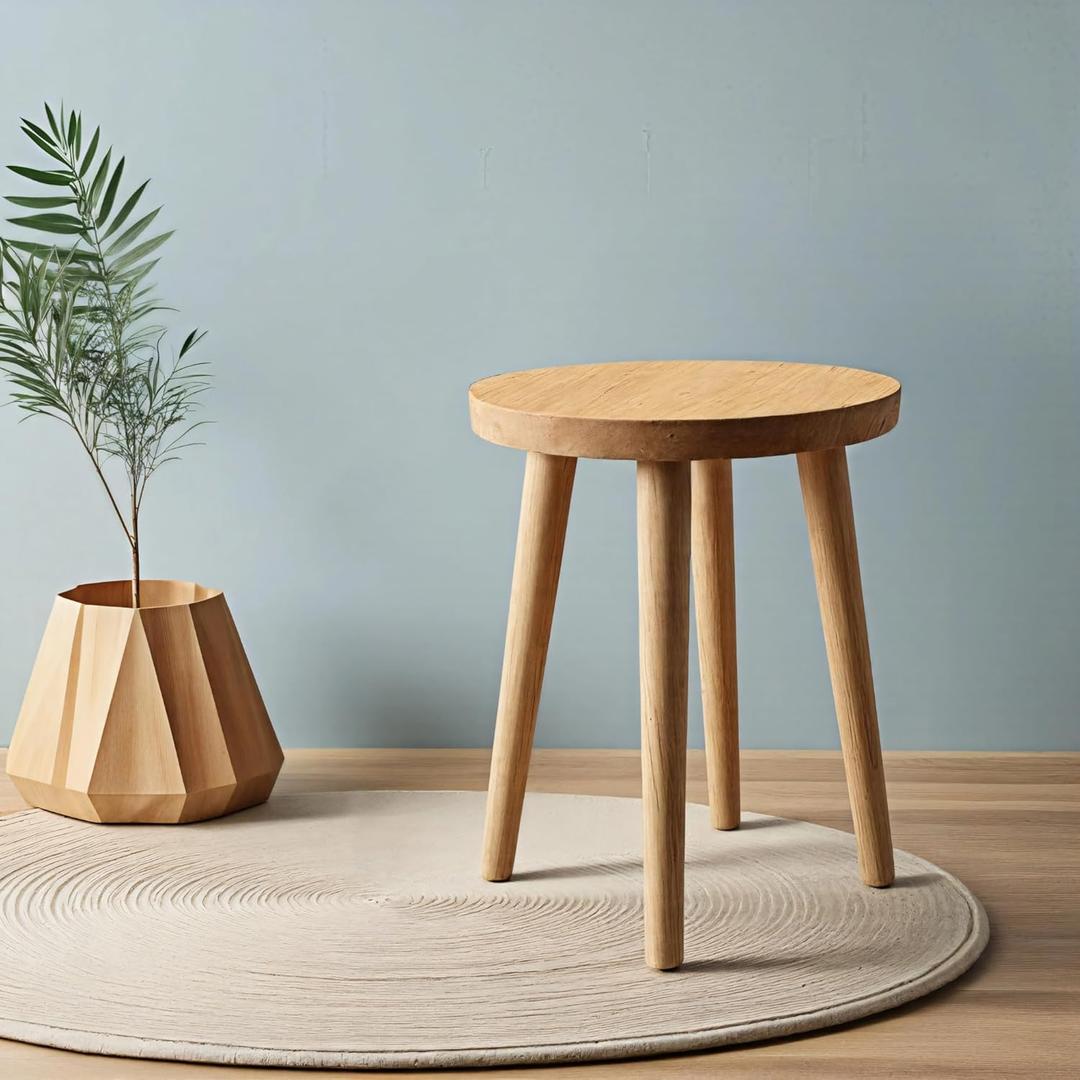Wooden Stools Dining Chair Table Chair Dressing Stool Kitchen Bar Stool Side Table Round Suitable for Bedroom Living Room Dining humidifier Stand Plant Stand (Natural Wood Color)