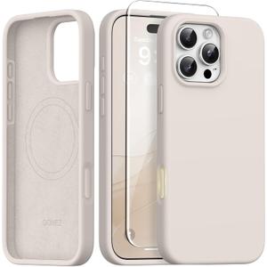 GONEZ Magnetic for iPhone 16 Pro Case, [Compatible with MagSafe] Anti-Scratch Microfiber Lining & Screen Protector, Silicone Camera Control, Shockproof Slim Phone Cover 6.3 inch, Stone
