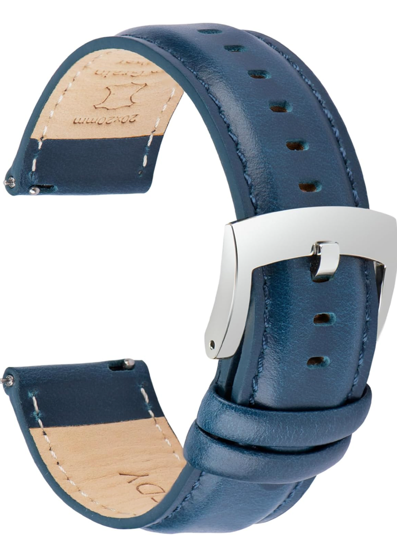 OTTOODY Leather Watch Bands Quick Release, Elegant Top Grain Leather Watch Straps for Men & Women, Choice of Color & Width - 18mm, 19mm, 20mm, 21mm or 22mm Wristbands Bracelet for Watch & Smartwatch