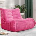 Bean Bag Chairs for Adults,Large Togo Chair,Comfy Bean Bag Couch, Dark Pink, Large, Teddy