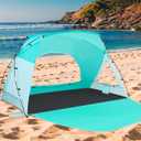 Beach Tent, Portable Sun Shelter for 2/3/4/6-8 Person with UPF 50+ UV Protection, Easy Setup Waterproof Beach Shade Canopy Cabana for Family Outdoor and Picnics, Fishing with Carrying Bag (Turquoise Ocean)