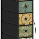 Tohomeor Narrow Dresser Tall Skinny Storage Tower Vertical Slim Chest of Drawers with Charging Station Small Nightstand Side Table for Bedroom, Bathroom, Small Spaces (Retro Flower, 4 Drawers)