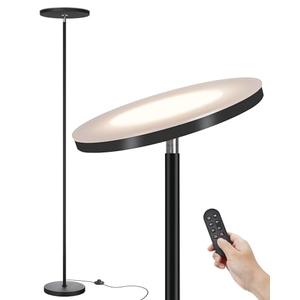JOOFO LED Floor Lamp – Super Bright Torchiere with Remote & Foot Switch, Stepless Dimmable Tall Standing Lamp, 69" Modern Pole Light for Corner, Living Room, Bedroom, Reading, Office
