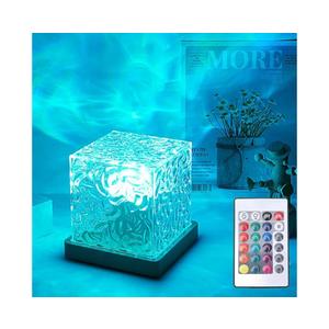 Ocean Wave Projector Light, 16-Color LED Cube Lamp & Remote, 3D Holographic Water Ripple, Romantic Ambient Lighting for Kids Room, Meditation, Relaxation, Bathroom, Night Light (Plug-in)