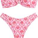 ZAFUL Women's Bandeau Bikini O Ring Strapless Tie Back High Cut Two Piece Swimsuit Bathing Suits (L)
