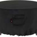 iBirdie Fire Pit Cover Round 44 inch Outdoor Waterproof and Weatherproof Heavy Duty 600D Patio Furniture Table Fireplaces Coffee Table Covers (Black)