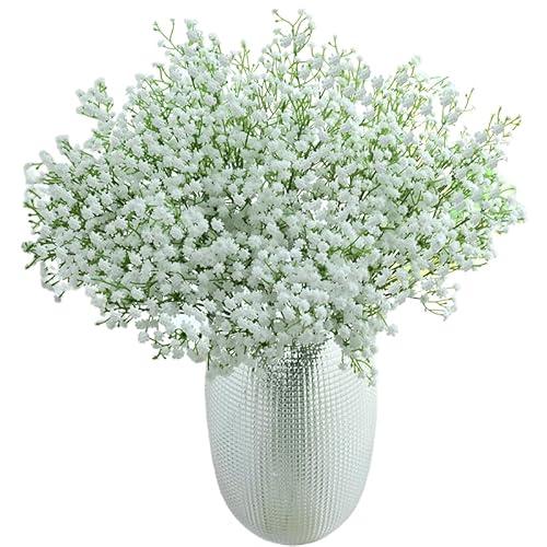Grohealia Baby’s Breath Flowers Bulk – White Real Touch Gypsophila Bouquets Faux Baby Breath for Wedding Decor, Centerpieces, DIY Floral Arrangement, Party and Home Decorations (12Pcs)