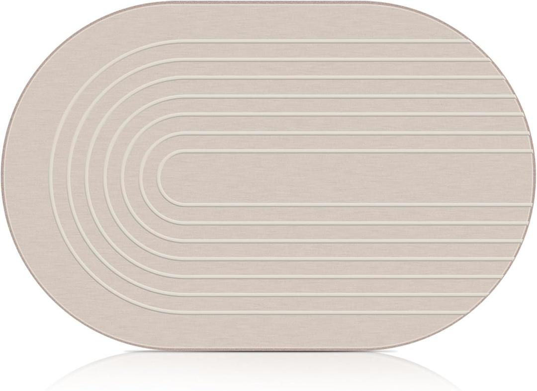Elfcool Stone Bath Mat Diatomaceous Earth Shower Mat Non Slip Quick Dry Bath Stone Mat Super Absorbent Bathroom Floor Mat for Bathroom Kitchen Counter (Off White), 1'3" x 1'11"