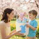 Cute Easter Basket with Handle Empty Bunny Basket Large Woven Cotton Rope Gifts Buckets for Egg Hunts Baby's First Easter Baskets Gifts(Blue)