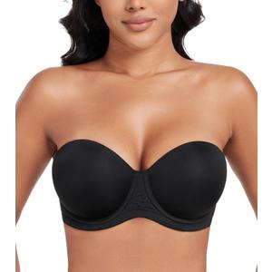 DotVol Women's Multiway Strapless Bra Full Figure Underwire Contour Beauty Back Plus Size Bra (42DD, Black)