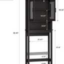 Over The Toilet Storage Cabinet, Over Toilet Bathroom Organizer with Glass Doors and Adjustable Shelf, Thicken Frame Above Toilet Storage Cabinet Behind Toilet Bathroom Organizer, Espresso, 8.86"D x 26.06"W x 69.49"H