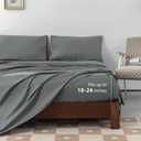 Levoo 100% Cotton Sheets Cal King Size Set 18"-24" Extra Deep Pocket Cal King Sheets Set Soft Breathable 4Pcs Bed Sheets with 1 Flat Sheet, 1 Fitted Sheet, 2 Pillowcases (Cal King, Dark Gray)