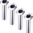 Amarine Made 4-Pack Heavy 316 Duty Stainless Steel Rod Holders with Drain, Flush Mount Fishing Rod Pole Holders, 30 Degree, 15degree, 90 Degree (15 Degree)