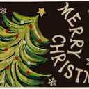 Artoid Mode Black Holly Mistletoe Merry Christmas Doormat, Xmas Winter Home Decor Switch Rug Door Mat 17x29 Inch