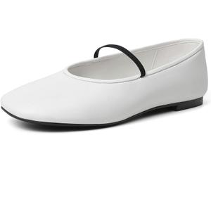 Knit Flats for Women Square Toe Slip On Casual Ballet Flats with Adjustable Strap Soft Foldable Mary Jane Shoes for Dressy Office Work Daily